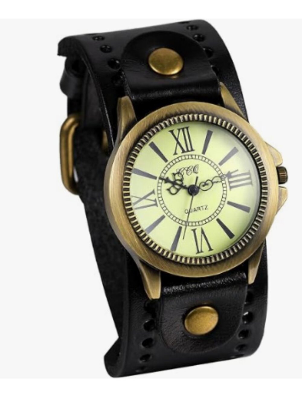 Vintage Bronze Leather Cuff Watch Steampunk Retro Analog Quartz Unisex